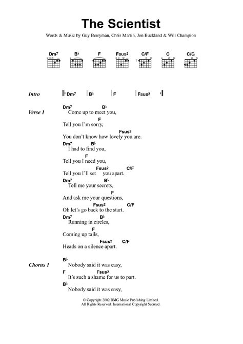 CHORD SCIENTIST 🐰 Chord Gitar Dan Lirik Lagu The Scientist Coldplay - &