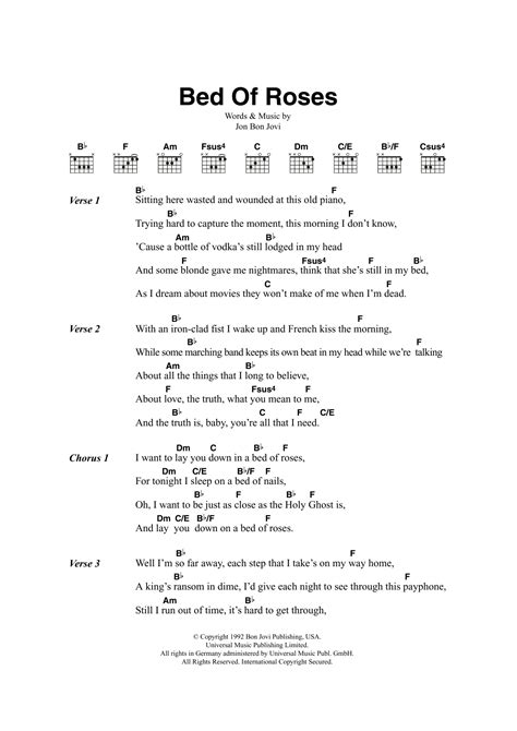 CHORD BED OF ROSES - Chord dan Lagu Bed Of Roses - Bon Jovi