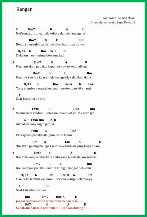 CHORD LAGU KANGEN BAND - Kunci Gitar Kangen Band - Jangan Bertengkar Lagi Chord Dasar