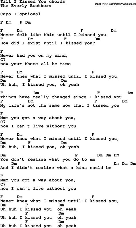 chords to till i kissed you