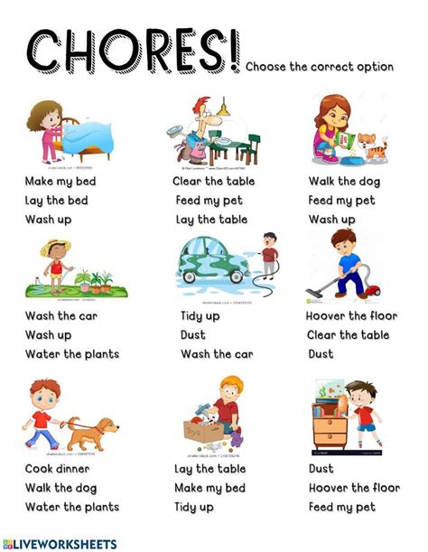 Chores Worksheet For Preschool Liveworksheets Com Preschool Chores Worksheet - Preschool Chores Worksheet