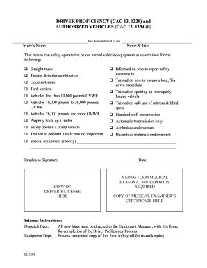 Chp Driver Proficiency Form