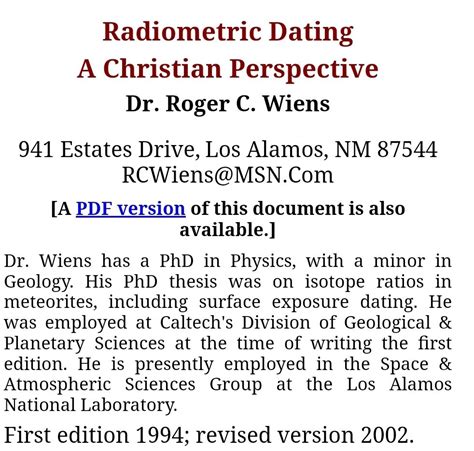 christian perspective on radiometric dating asa3