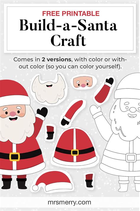 Christmas Build A Santa Craft Mrs Merry Christmas Cut And Paste Craft - Christmas Cut And Paste Craft