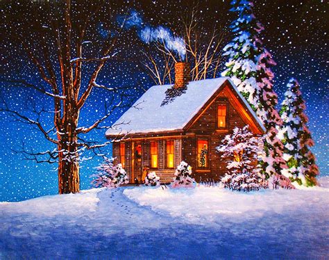 Christmas Cabin Snow Scenes