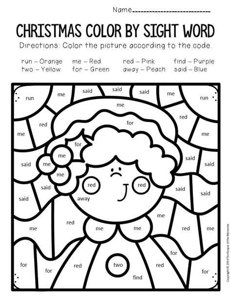 Christmas Color By Sight Word Kindergarten Worksheets And Christmas Coloring Sheets For Kindergarten - Christmas Coloring Sheets For Kindergarten