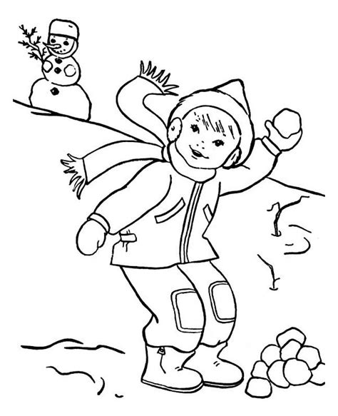 Christmas Coloring Pages Snowball Fight Snowball Fight Coloring Page - Snowball Fight Coloring Page