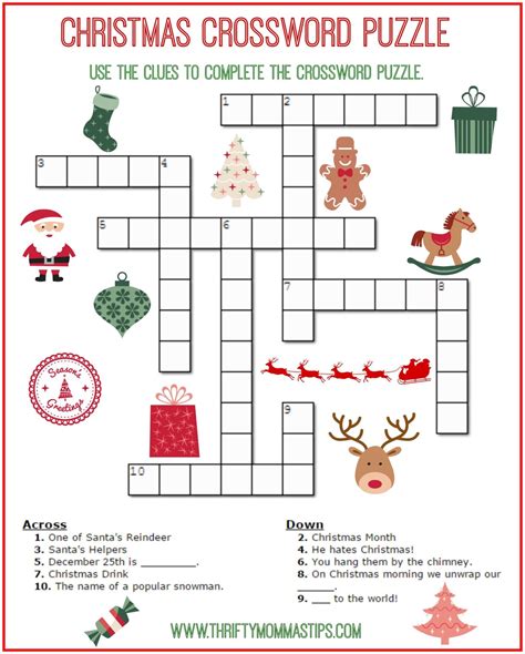 Christmas Crossword Puzzle Printable Thrifty Momma X27 S Christmas Crossword Puzzle With Answers - Christmas Crossword Puzzle With Answers