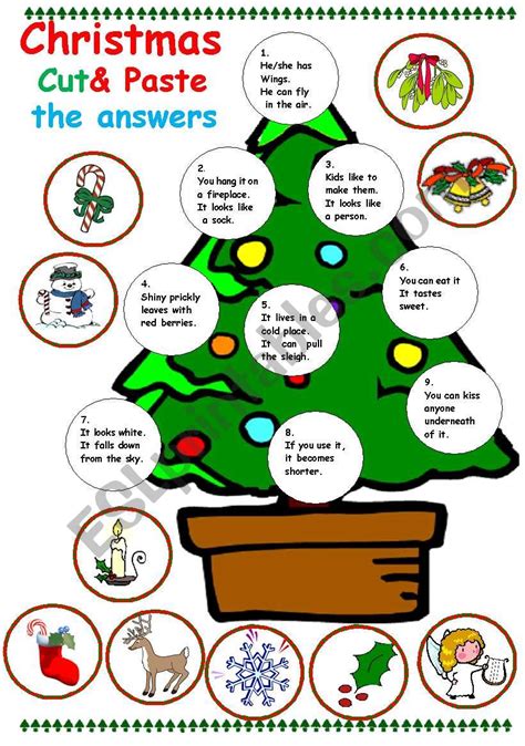 Christmas Cut And Paste Esl Worksheet By Chiconattuu Christmas Cut And Paste - Christmas Cut And Paste