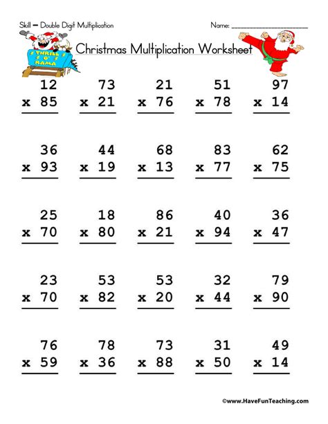Christmas Double Digit Multiplication Worksheet Have Fun Teaching Holiday Multiplication Worksheet - Holiday Multiplication Worksheet