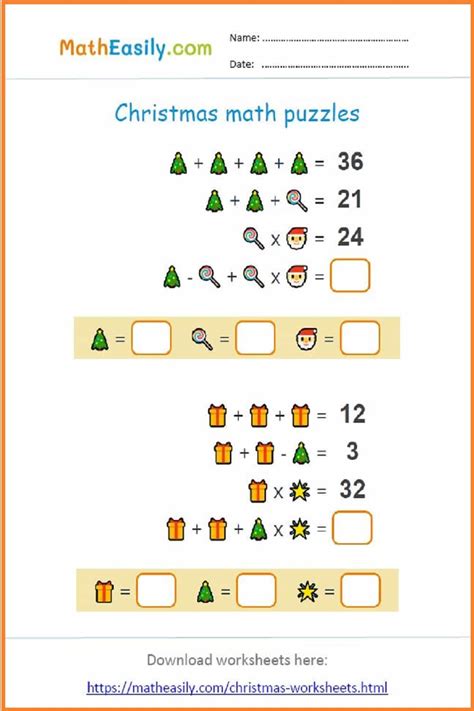 Christmas Math Puzzles Online Pdf Matheasily Com Holiday Logic Puzzles Printable - Holiday Logic Puzzles Printable