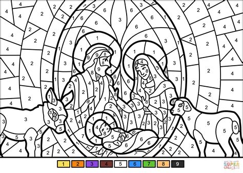 Christmas Nativity Scene Color By Number Super Coloring Christmas Colouring By Numbers - Christmas Colouring By Numbers
