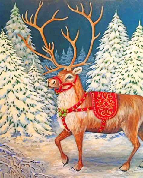 Christmas Reindeer Paint By Numbers Canvas Paint By Christmas Tree Paint By Numbers - Christmas Tree Paint By Numbers