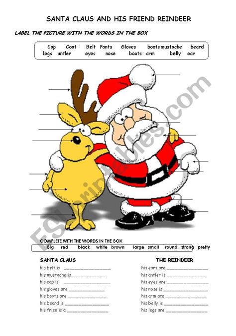 Christmas Santa Claus Adjectives Worksheet Christmas Adjectives Worksheet - Christmas Adjectives Worksheet
