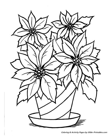 Christmas Scenes Coloring Pages Christmas Poinsettia Christmas Poinsettia Coloring Page - Christmas Poinsettia Coloring Page