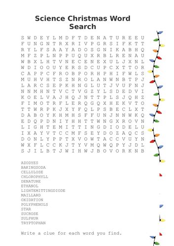 Christmas Science Crossword And Wordsearch Tes The Science Of Christmas Crossword - The Science Of Christmas Crossword