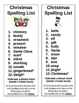 Christmas Spelling List 3rd Grade Teaching Resources Tpt Christmas Spelling Words 3rd Grade - Christmas Spelling Words 3rd Grade