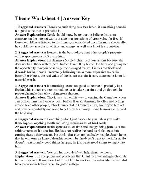 Christmas Theme Theme Worksheet 6 Answers - Theme Worksheet 6 Answers