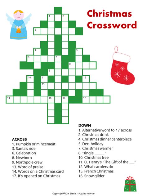 Christmas Tree Crossword Puzzles To Print Christmas Crossword For Kids - Christmas Crossword For Kids