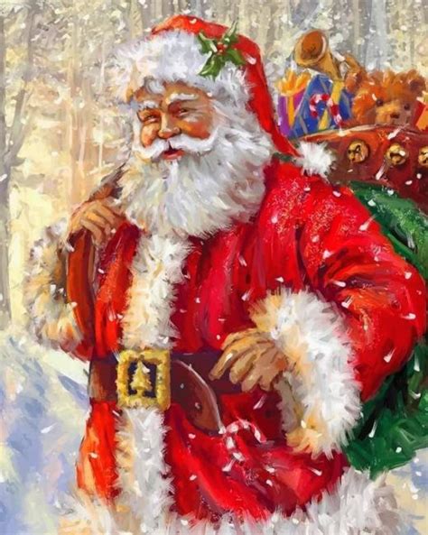 Christmas Tree Paint By Numbers   Santa Collecting Christmas Tree Paint By Numbers Warehouse - Christmas Tree Paint By Numbers