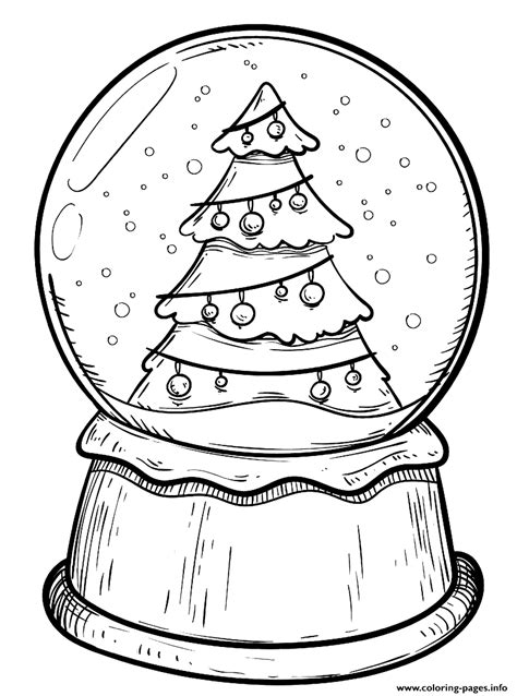 Christmas Tree Snow Globe Coloring Page Amp Coloring Christmas Coloring Pages Snow Globe - Christmas Coloring Pages Snow Globe