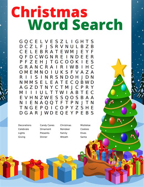 Christmas Tree Word Search   Free Printable Christmas Tree Word Search With Answer - Christmas Tree Word Search