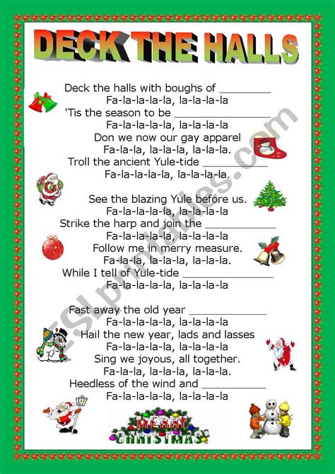 Christmas Vocabulary Deck The Halls View From The Deck The Halls Words - Deck The Halls Words