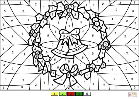 Christmas Wreath Color By Number Free Printable Coloring Christmas Coloring Pages Color By Number - Christmas Coloring Pages Color By Number