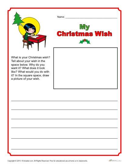 Christmas Writing Prompt My Christmas Wish My Christmas Worksheet Kindergarten - My Christmas Worksheet Kindergarten