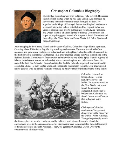 christopher columbus biography summary examples