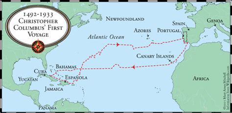 christopher columbus first voyage route