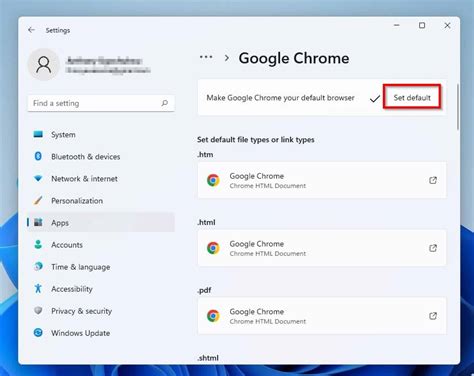 chrome main page setting