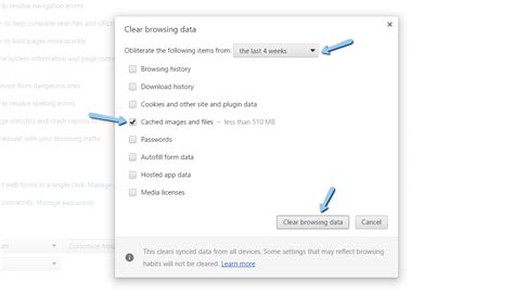 chrome reset browser cache