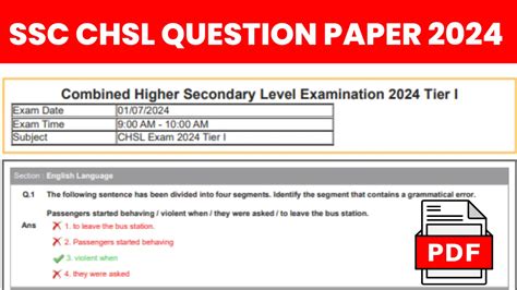 Chsl Exam Paper