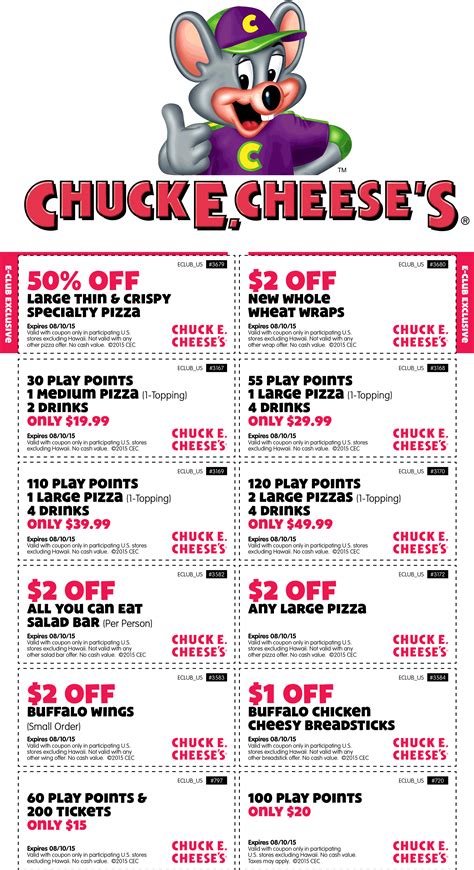Chuckie Cheese Coupons 2017 Printable