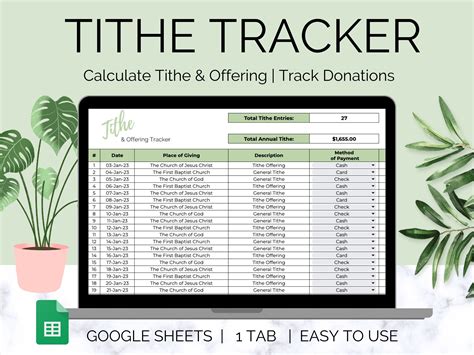 church tithe and offering spreadsheet template