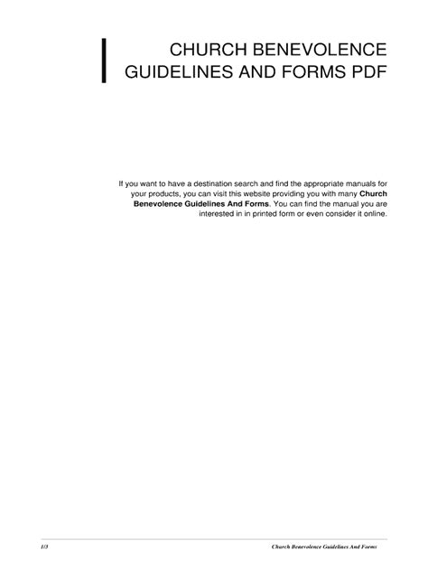 Download Church Benevolence Guidelines And Forms 