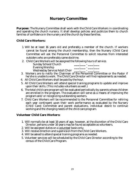 Full Download Church Nursery Guidelines And Procedures 