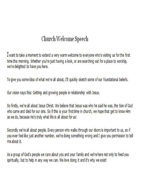 Download Church Welcome Speech 