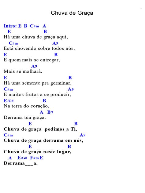 Chuva De Graca Letra