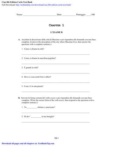 Full Download Ciao 8Th Edition Workbook Answer 