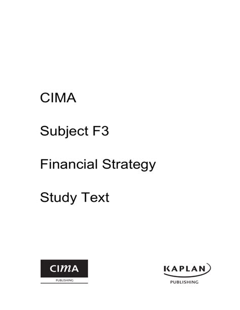 Cima F3 Financial Strategy Study Text
