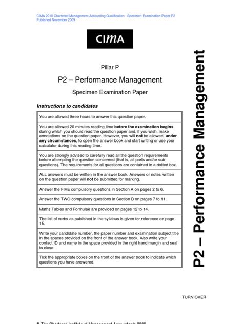 Cima P2 Exam Paper