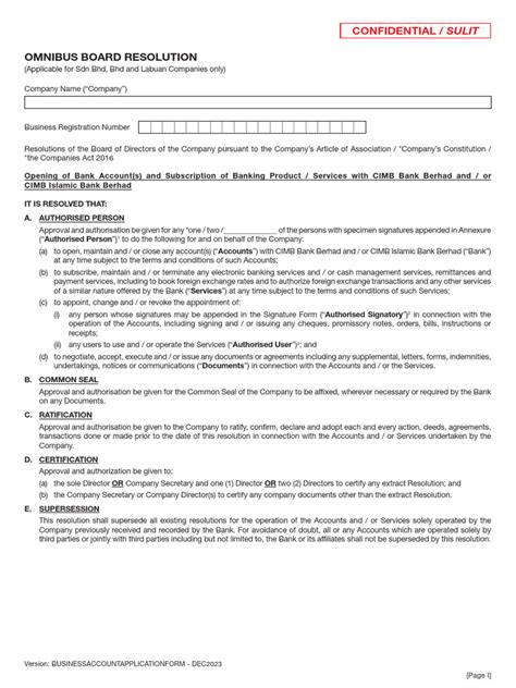 cimb internet banking resolution sample