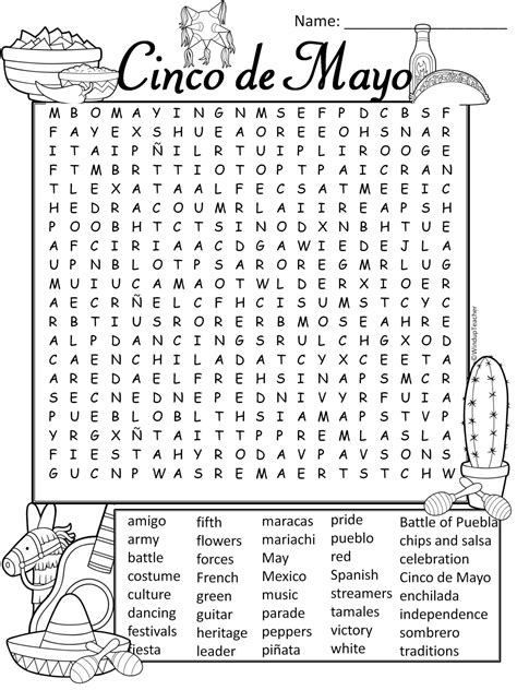 Cinco De Mayo Word Search Puzzles Cinco De Mayo Word Search Printable - Cinco De Mayo Word Search Printable