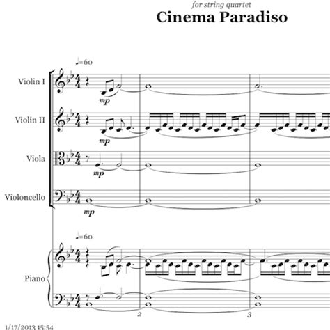 Cinema Paradiso For String Quartet