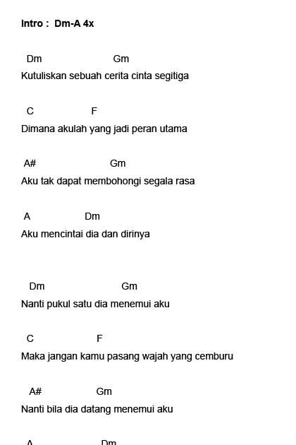 CINTA SEGI TIGA CHORD - CHORD GITAR CINTA SEGITIGA - Am G Bertahun sudah