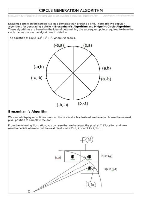 Circle Generating Algorithm In Computer Graphics