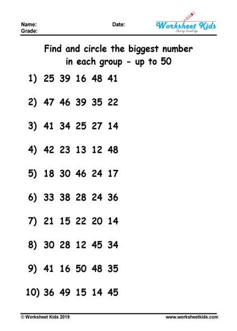 Circle The Biggest Number Worksheet Free Printable Pdf Circle The Number That Is Greater - Circle The Number That Is Greater