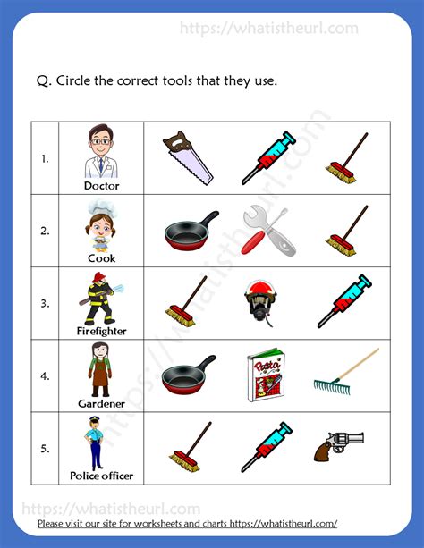 Circle The Correct Objects People Amp Their Tools Circles Worksheet For Grade 4 - Circles Worksheet For Grade 4